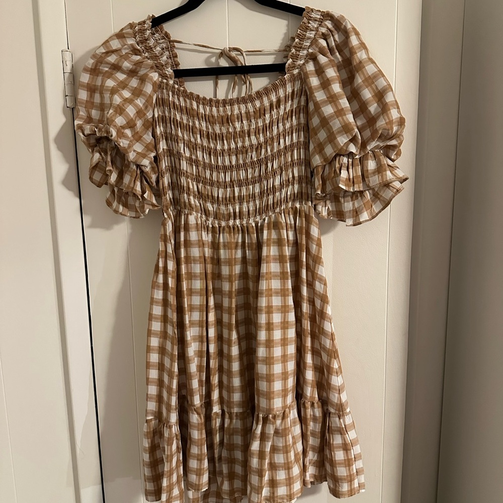 Princess Polly Brown and White Gingham Dress